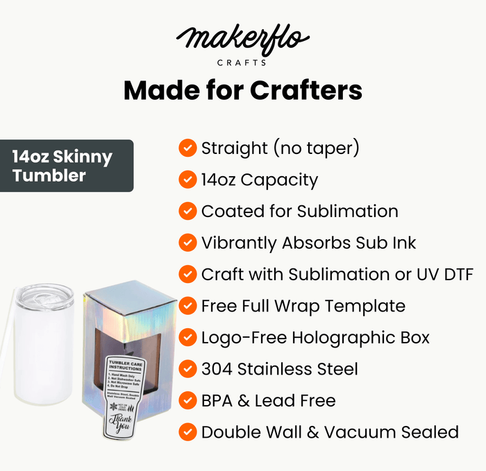 14oz Skinny Tumbler (Polycoated) - Ninja Transfers