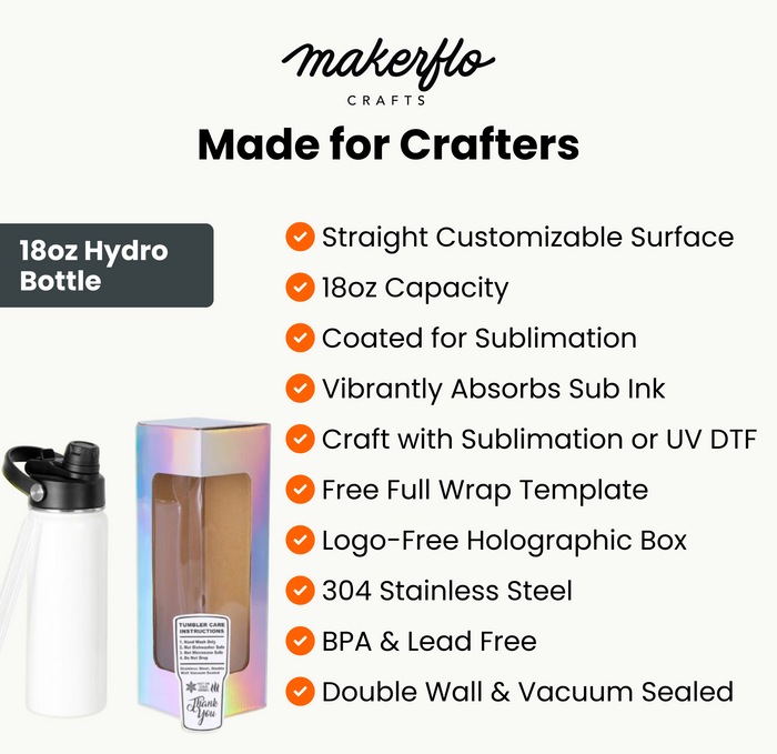 18oz Sublimation Hydro Water Bottle
