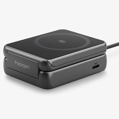 ACH10399 - 2-in-1 Magnetic Wireless Charger | EF302MOQ (Mag Fit) in Black showing front with folding