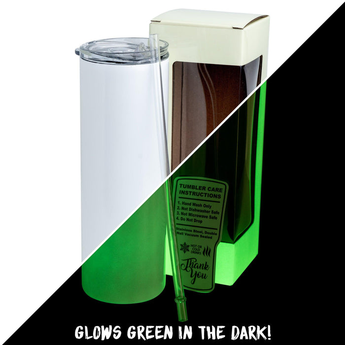20oz Skinny Glow In The Dark, Green - Ninja Transfers
