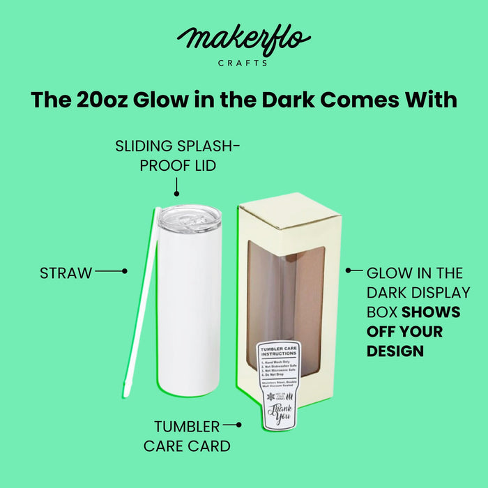 20oz Skinny Glow In The Dark, Green - Ninja Transfers