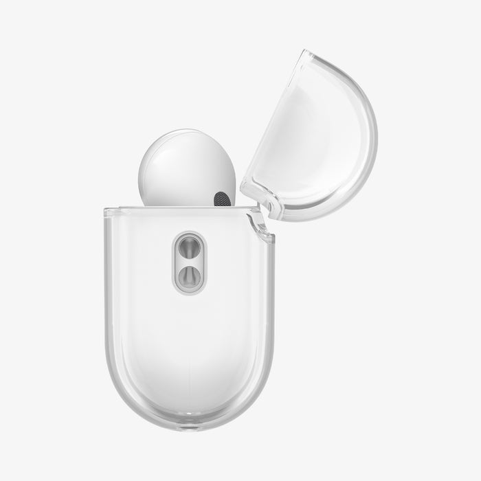 ACS10019 - AirPods Pro 3 Liquid Crystal in Crystal Clear showing the side with top open and AirPods inside