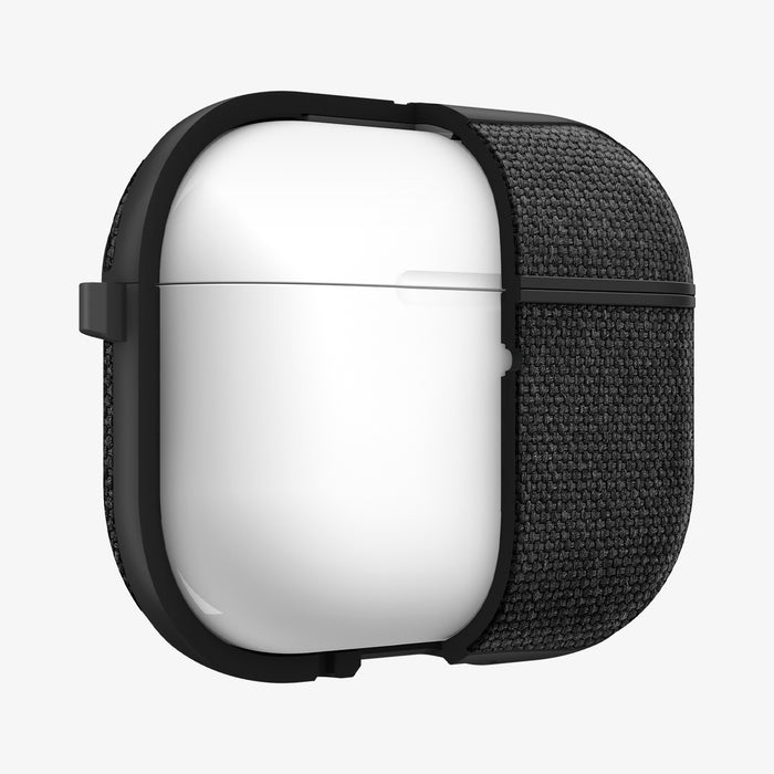 ACS11196 - AirPods Pro 3 Series Urban Fit in Matte Black showing the front with case half cut open