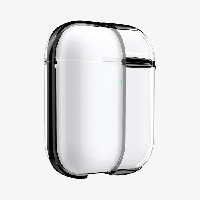 ASD01300 - Apple AirPods 1 / 2 Case Ultra Hybrid in black showing the front with case cut half open