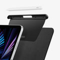 APP04545 - Apple Pencil Holder DA20 in Black showing the pen hovering above the metal pencil holder and behind the holder is a back case and in front is a device