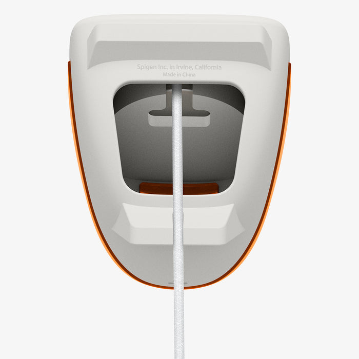 AMP09342 - Apple Watch Classic C1 Charger Stand in tangerine showing bottom part and insert charging cable.