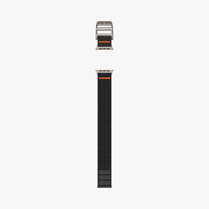 AMP05981 - Apple Watch (45mm) DuraPro Flex Ultra in Black showing the sides of the watch band lay out flat