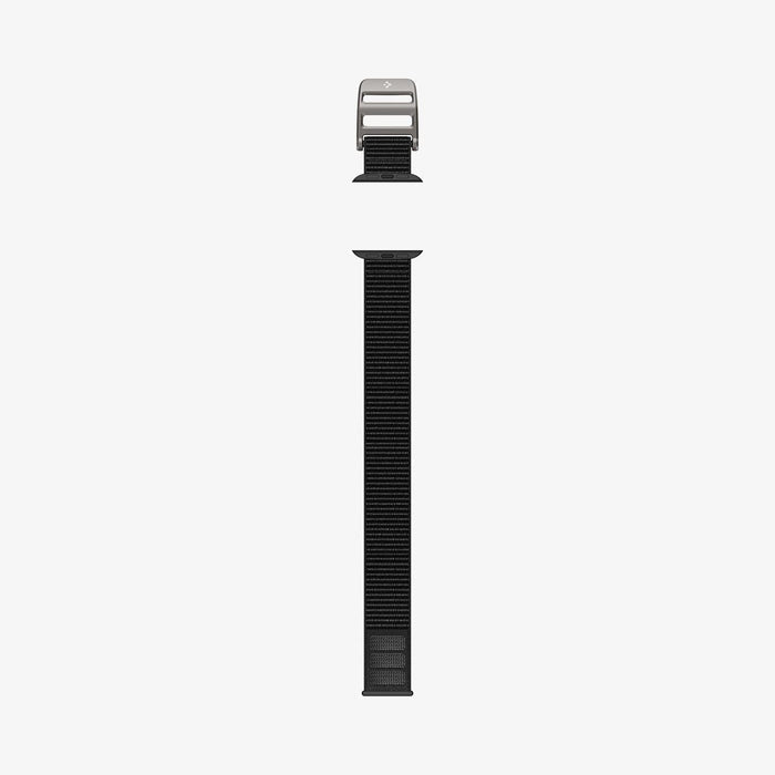 AMP02465 - Apple Watch Series (Apple Watch (49mm)/Apple Watch (45mm)/Apple Watch (42mm)) Watch Band DuraPro Flex in black showing the watch band laid out flat