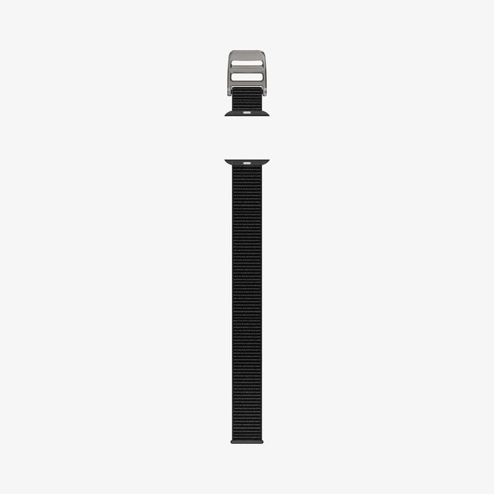 AMP02465 - Apple Watch Series (Apple Watch (49mm)/Apple Watch (45mm)/Apple Watch (42mm)) Watch Band DuraPro Flex in black showing the back of watch band laid out flat