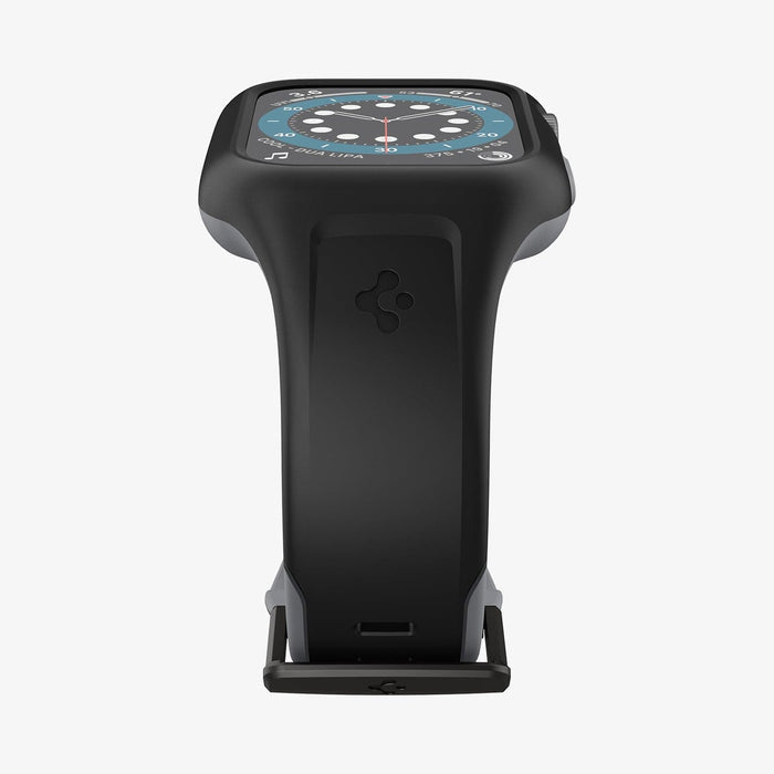 AMP02007 - Apple Watch Series (44mm) Case Liquid Air Pro in black showing the bottom and partial front