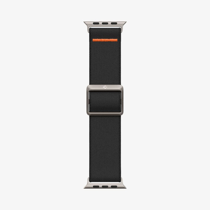 AMP05983 - Apple Watch Series (Apple Watch (49mm)/Apple Watch (45mm)/Apple Watch (42mm)) Watch Band Lite Fit Ultra in black showing the watch band laid out flat