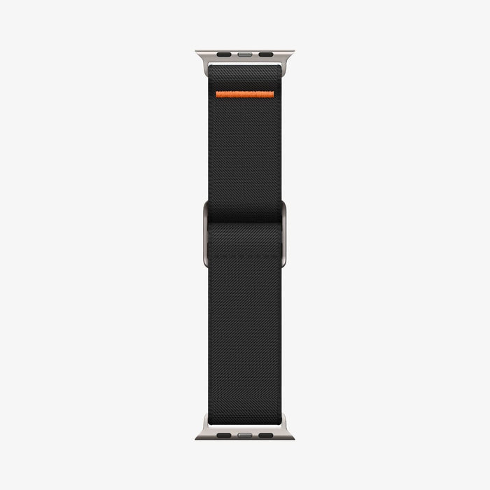 AMP05983 - Apple Watch Series (Apple Watch (49mm)/Apple Watch (45mm)/Apple Watch (42mm)) Watch Band Lite Fit Ultra in black showing the watch band laid out flat