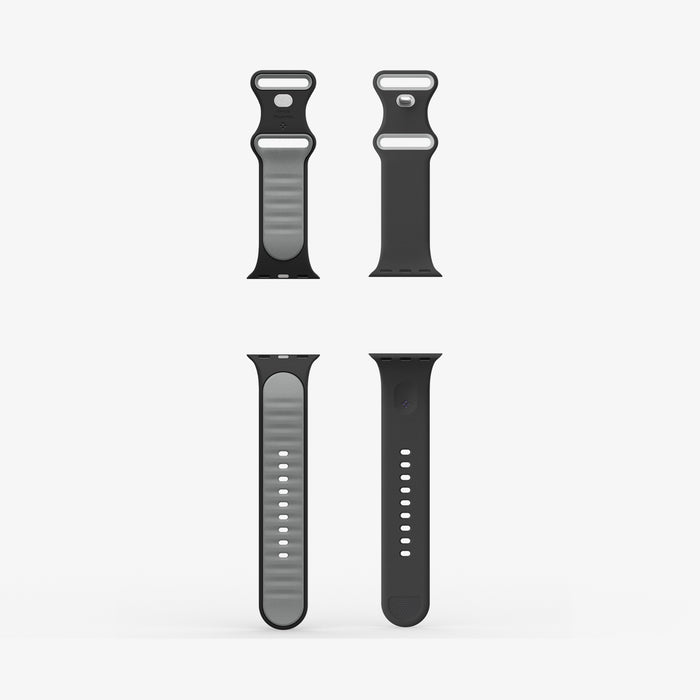 AMP09324 - Apple Watch Series - Nano Pop 42mm in Black Sesame showing the inner and outer of the band laid out