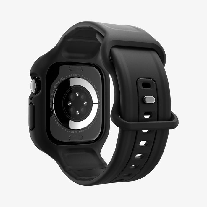 ACS09391 - Apple Watch 10 (46mm) Case Vault Pro in Matte Black showing the back, partial inner and back bottom