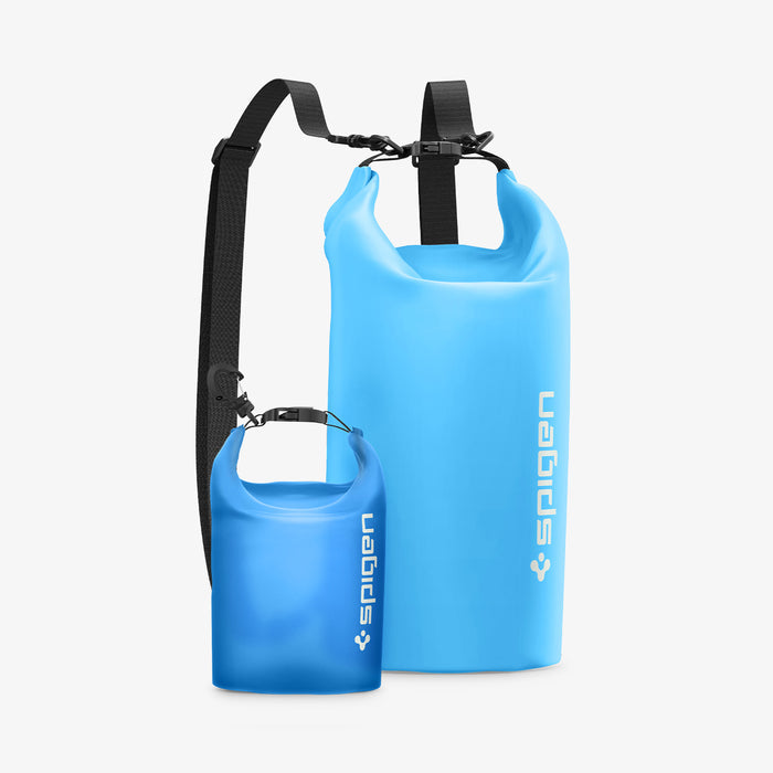 AMP06024 - AquaShield Waterproof Bag A630 in blue showing the front of big and small bag with straps