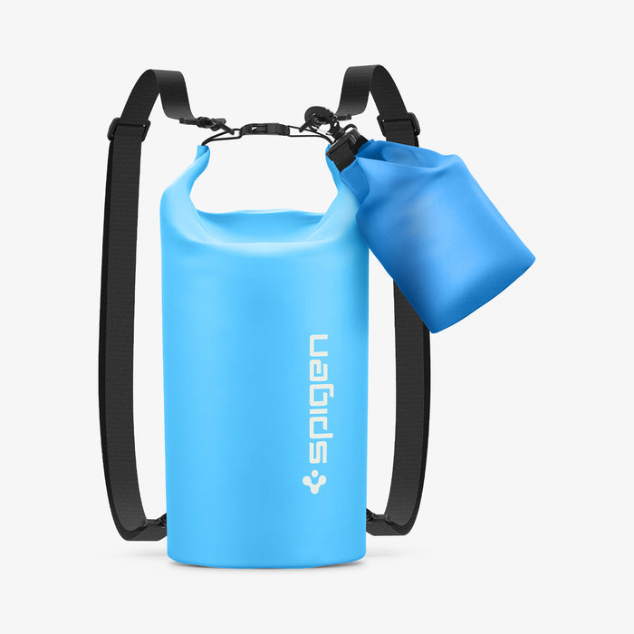 AMP06024 - AquaShield Waterproof Bag A630 in blue showing the small bag attached to the strap of the big bag
