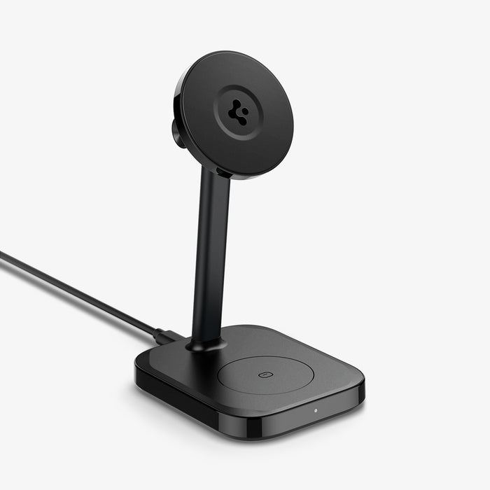 ACH08937 - ArcField™ Magnetic Wireless Charger Stand | PF2402 (MagFit) in Black showing the front, side and bottom
