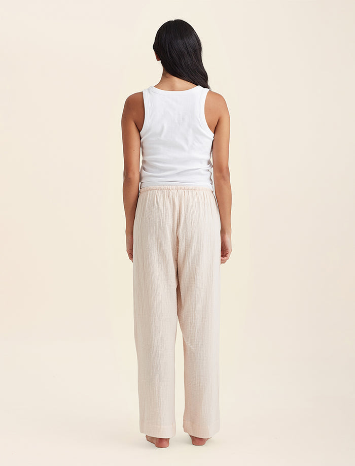 Ashley Textured Cotton Wide Leg Pant
