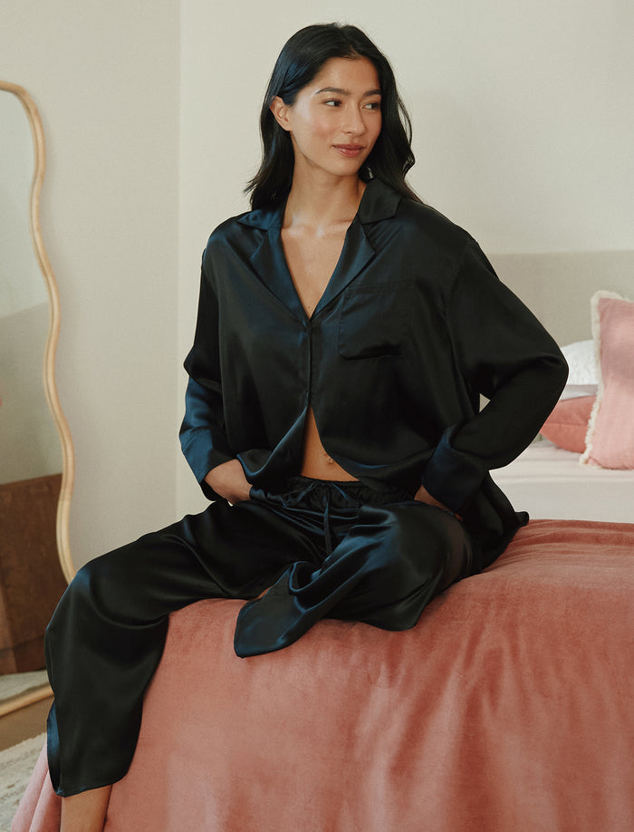 Audrey Mulberry Silk Boyfriend Shirt