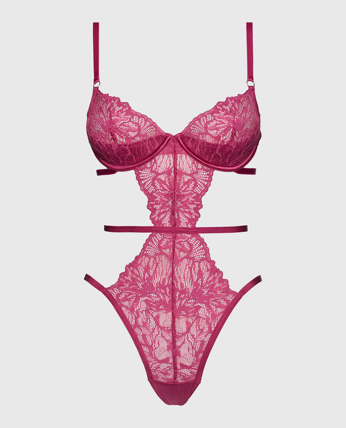 Barely There Unlined Bodysuit in Electric Rouge