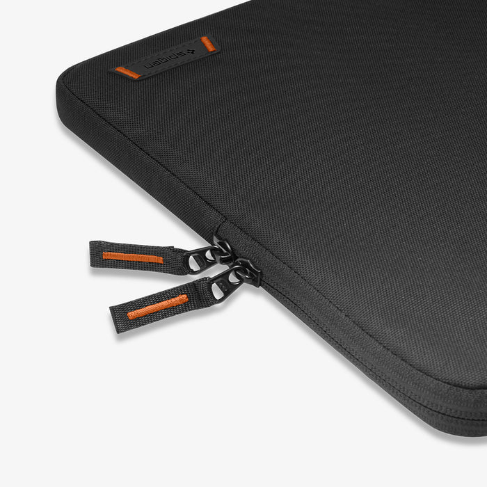 AFA07004 - Basic Laptop Pouch 14" in Black showing the partial front and partial side with double zipper