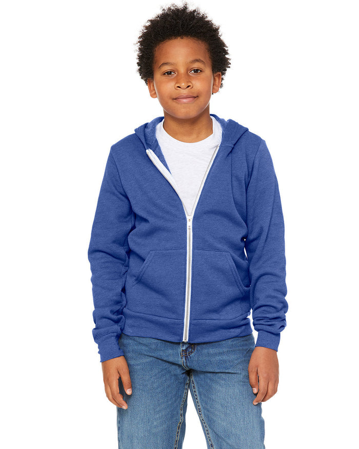 Bella + Canvas 3739Y Youth Sponge Fleece Full-Zip Hooded Sweatshirt