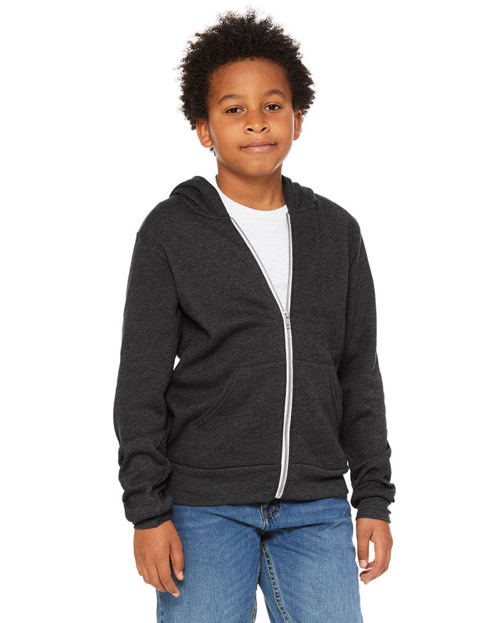 Bella + Canvas 3739Y Youth Sponge Fleece Full-Zip Hooded Sweatshirt