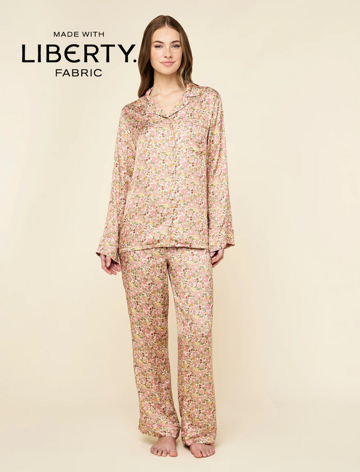 Betsy Fields Satin Full Length PJ Set