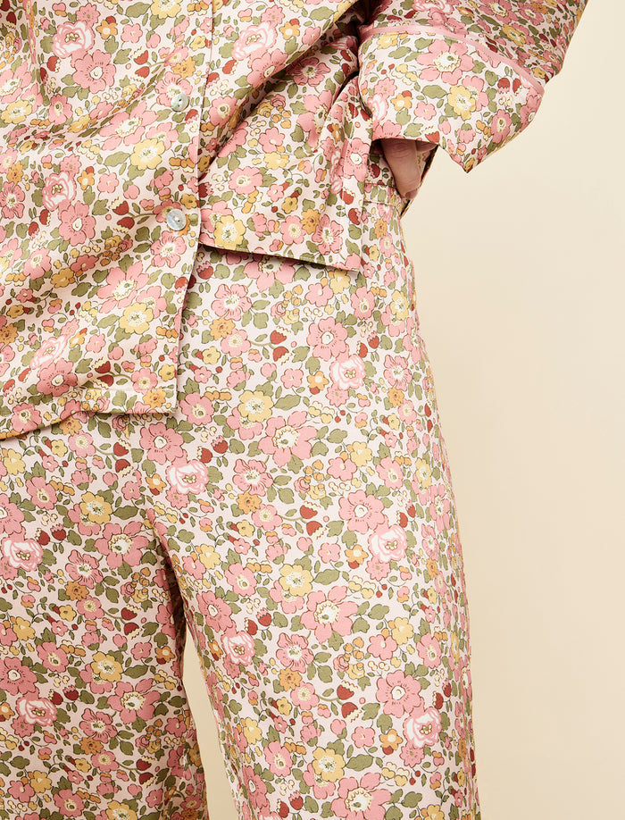 Betsy Fields Satin Full Length PJ Set