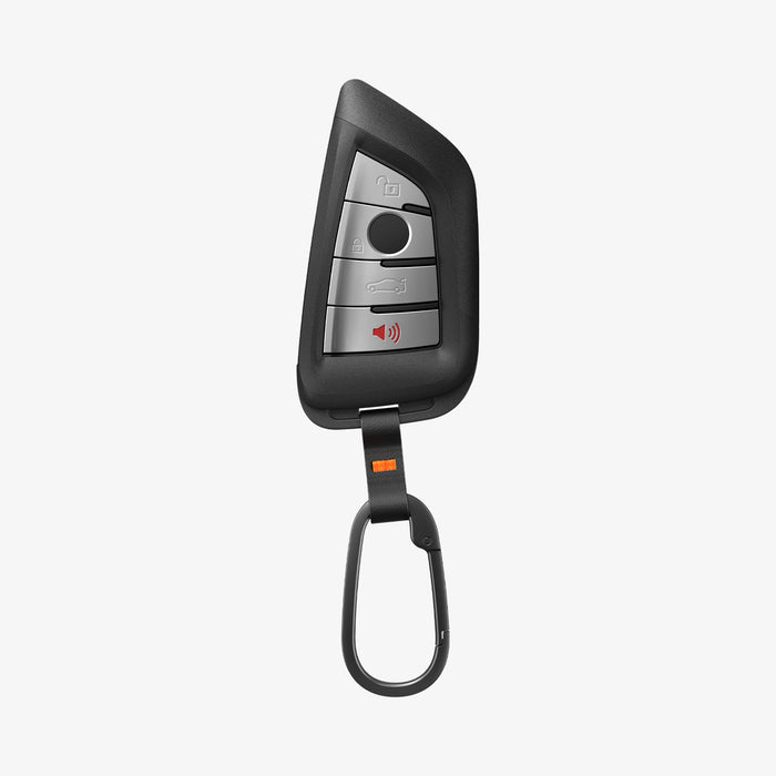 ACS10425 - BMW Key Fob Cover | BK100 in Matte Black showing the front with key fob attached.