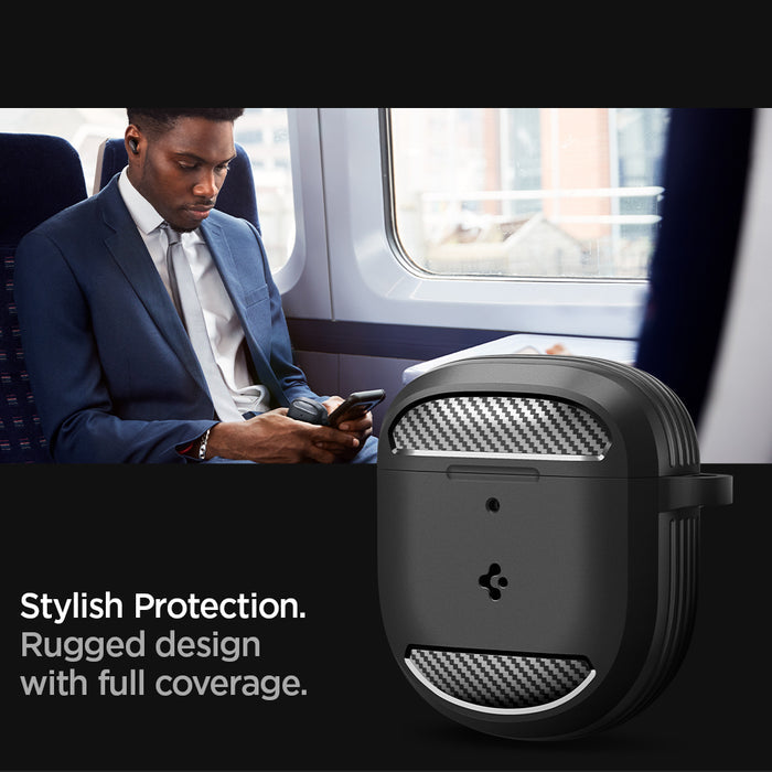 ACS05591 - Bose Earbuds Quiet Comfort 2 Case Rugged Armor in black showing stylish protection. rugged design with full coverage
