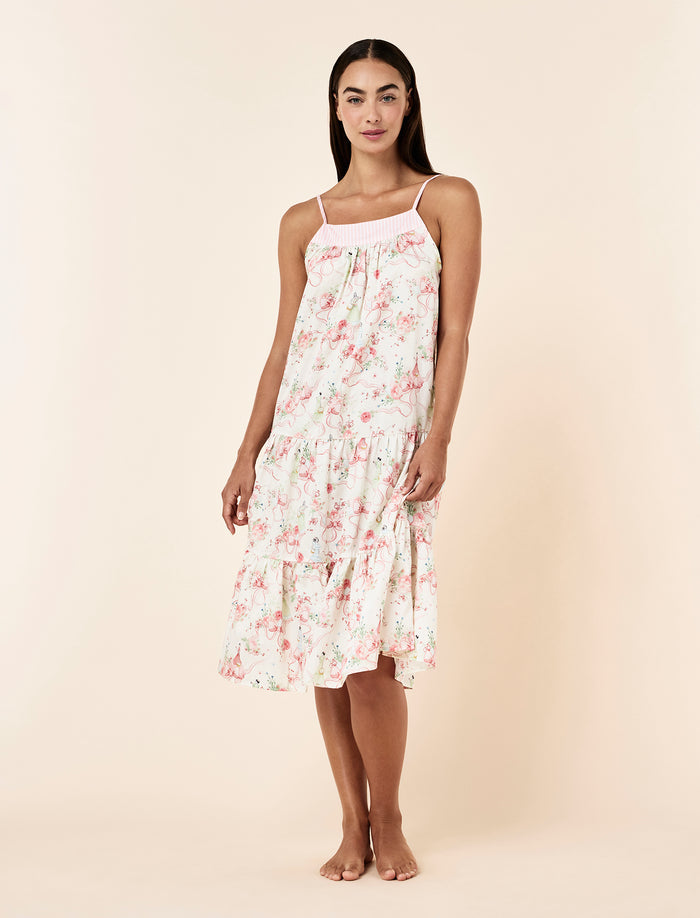 Bows in Bloom Tiered Strappy Nightgown