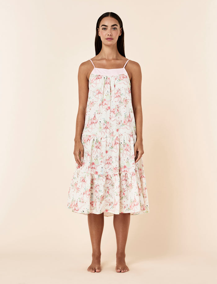 Bows in Bloom Tiered Strappy Nightgown
