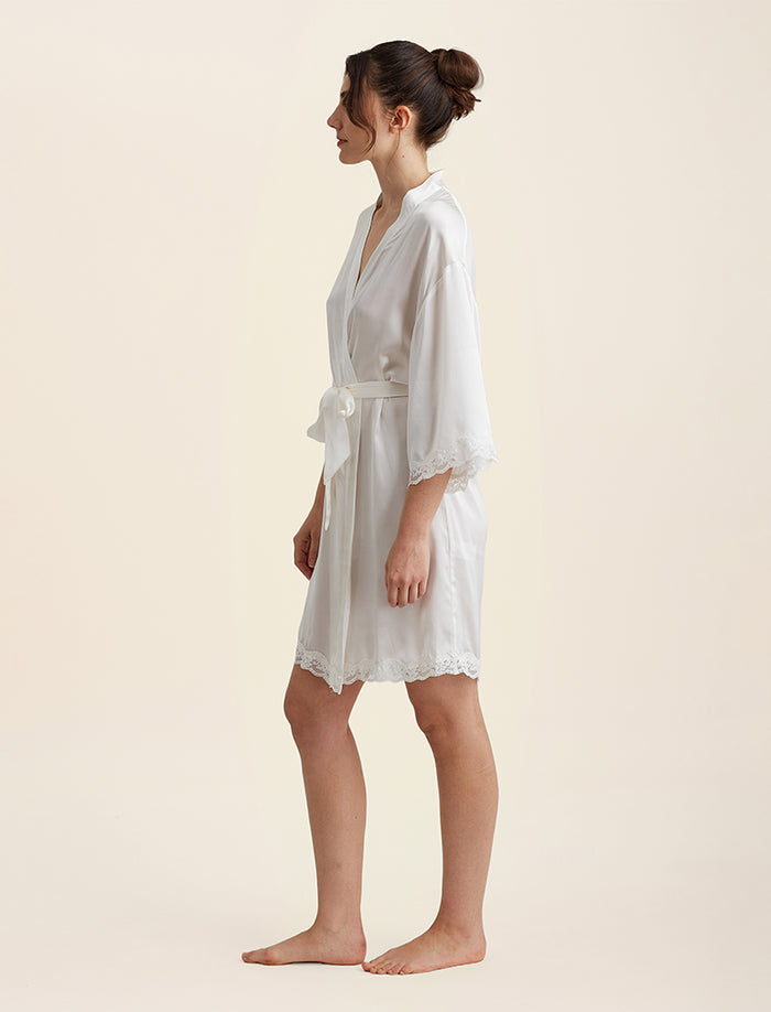 Camille Silk Lace Short Robe