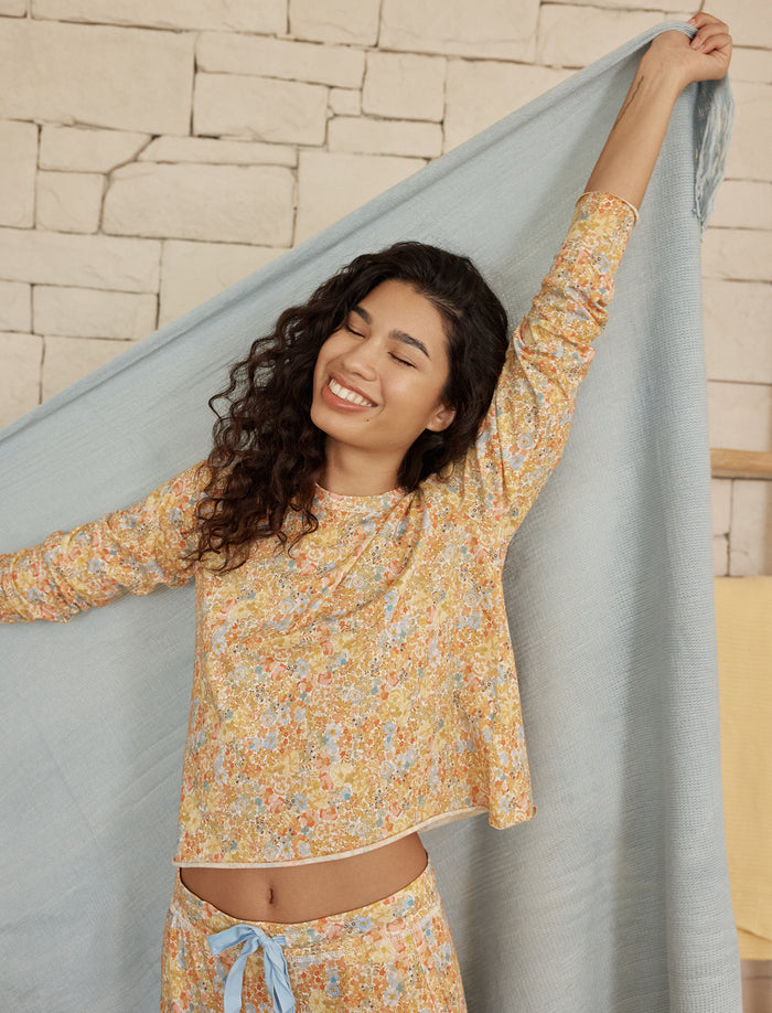 Carly Organic Knit Boxy Long Sleeve Tee & Full Length Pant Set