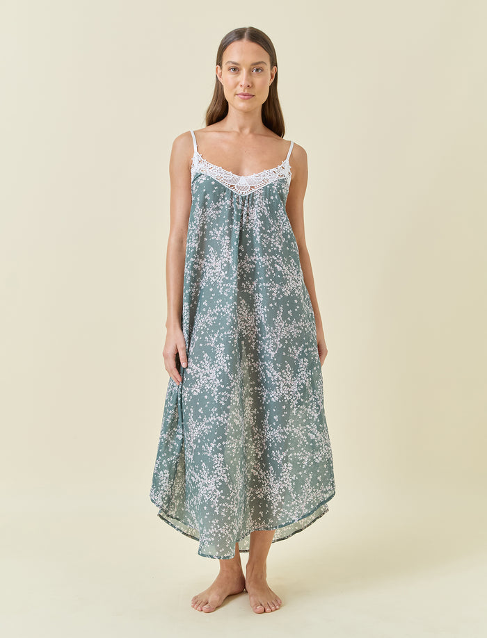 Cheri Blossom Lace Front Maxi Nightgown