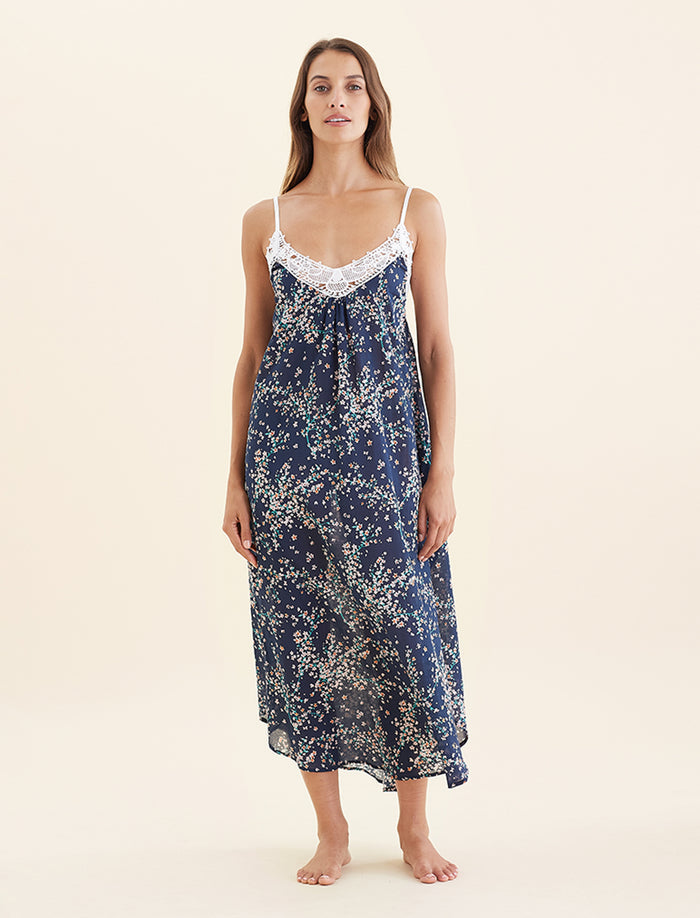 Cheri Blossom Lace Front Maxi Nightgown