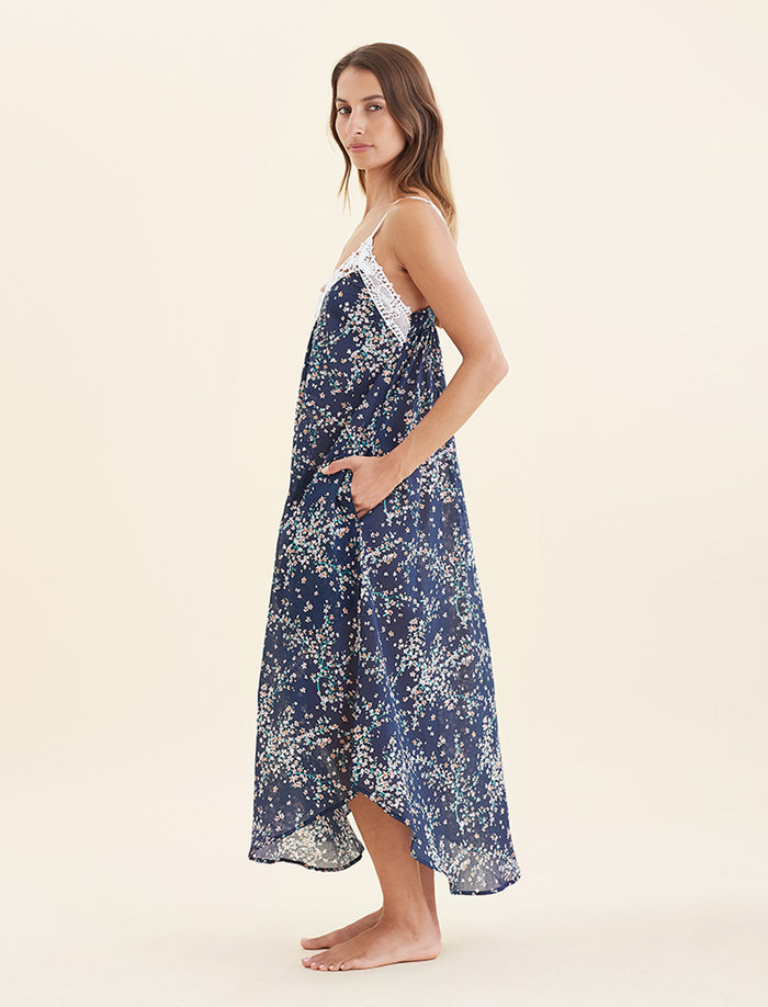Cheri Blossom Lace Front Maxi Nightgown