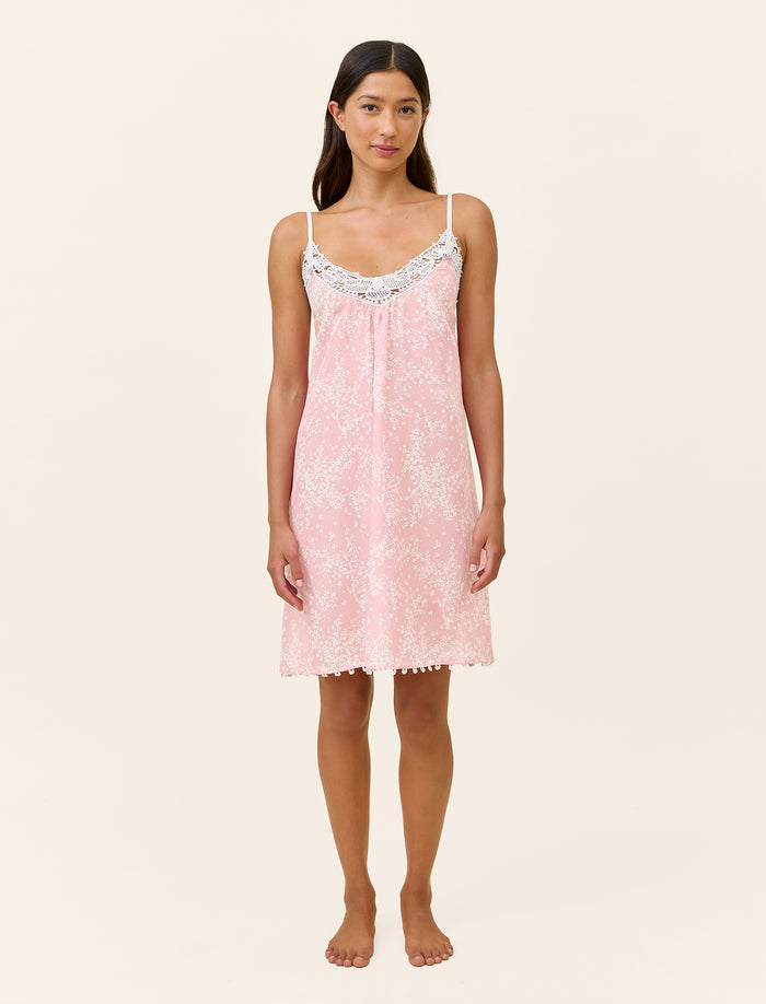 Cheri Blossom Midi Lace Front Nightgown