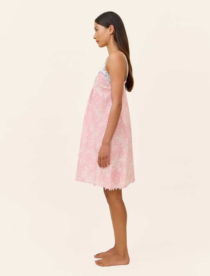 Cheri Blossom Midi Lace Front Nightgown