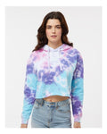 Colortone 8333 Women's Tie - Dyed Crop Hooded Sweatshirt - Ninja Transfers