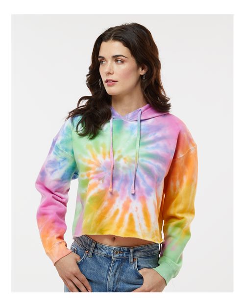 Colortone 8333 Women's Tie - Dyed Crop Hooded Sweatshirt - Ninja Transfers