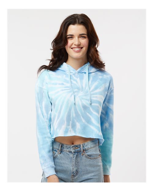 Colortone 8333 Women's Tie - Dyed Crop Hooded Sweatshirt - Ninja Transfers