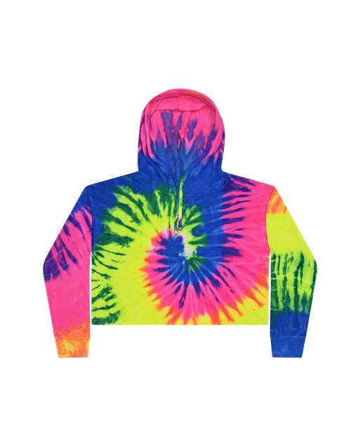Colortone 8333 Women's Tie - Dyed Crop Hooded Sweatshirt - Ninja Transfers