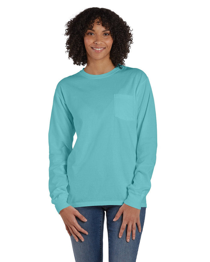 ComfortWash by Hanes GDH250 Unisex Garment - Dyed Long - Sleeve T-Shirt with Pocket - Ninja Transfers