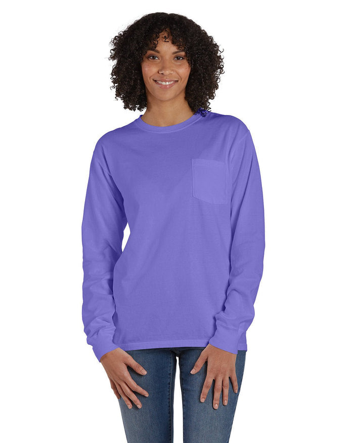 ComfortWash by Hanes GDH250 Unisex Garment - Dyed Long - Sleeve T-Shirt with Pocket - Ninja Transfers