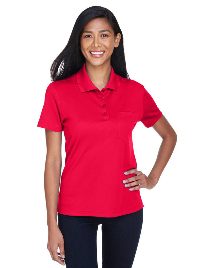 Core 365 78181P Ladies' Origin Performance Piqu Polo with Pocket - Ninja Transfers