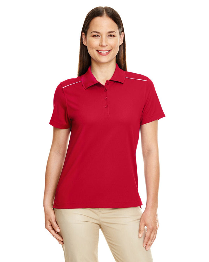 Core 365 78181R Ladies' Radiant Performance Piqu Polo with Reflective Piping - Ninja Transfers