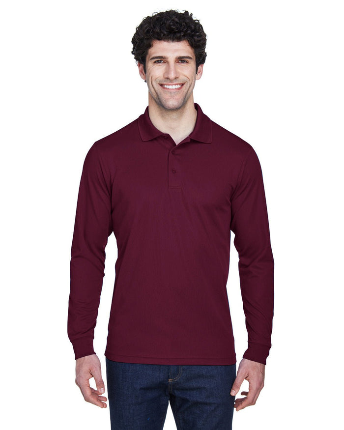 Core 365 88192 Men's Pinnacle Performance Long - Sleeve Piqu Polo - Ninja Transfers