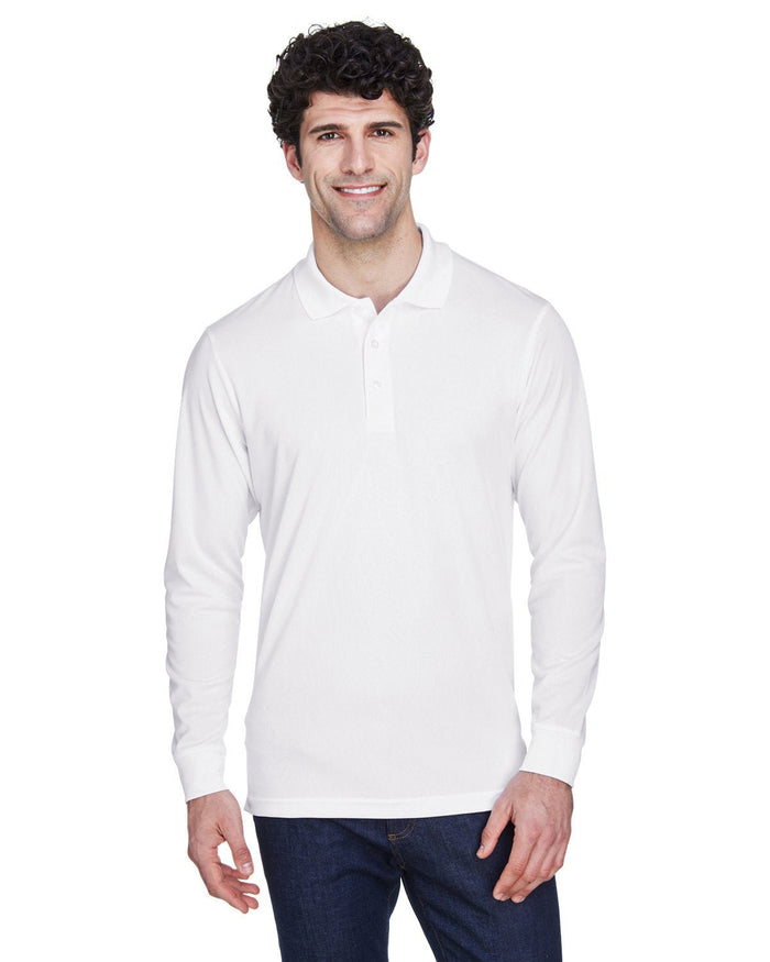 Core 365 88192 Men's Pinnacle Performance Long - Sleeve Piqu Polo - Ninja Transfers